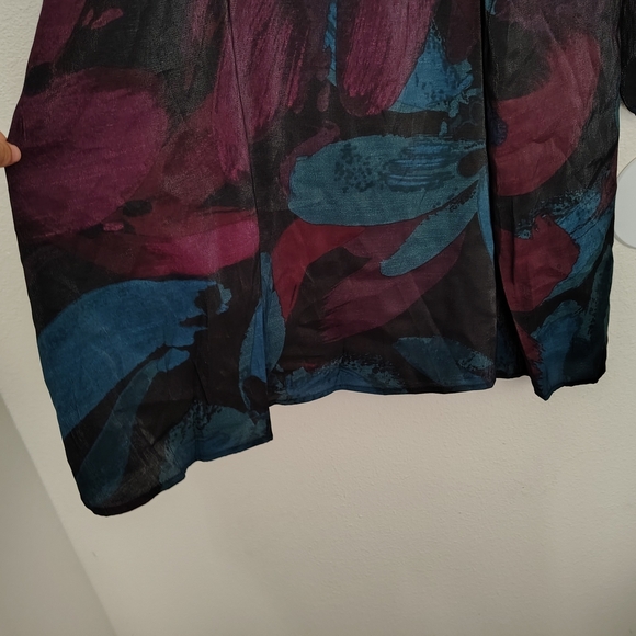 Ava & Viv Sheer Wrap Midi Dress Balloon Long Sleeve Teal Burgundy/Blue Sz 1X NWT - Picture 9 of 15